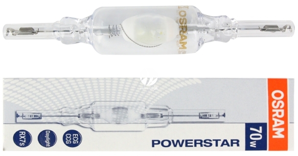 OSRAM Powerstar HQI 70 (Daylight) - Żarnik (lampa) metahalogenkowa 5450K o ciepłej barwie dziennej, trzonek RX7S