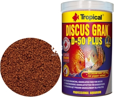 TROPICAL Discus Gran D-50 Plus - Wybarwiający pokarm w formie tonącego granulatu dla paletek