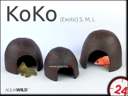 AQUAWILD KoKo (Exotic) (CKE0MU) - Ceramiczny kokos dla większych pielęgnic, sumów, zbrojników