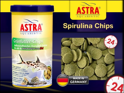 Spirulina Chips - Odżywcze wafelki ze spiruliną dla dennych ryb roślinożernych i wszystkożernych.