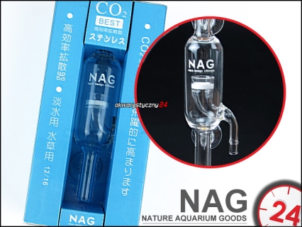 NAG Szklany dyfuzor przepływowy ze spiekiem ceramicznym 12/16mm