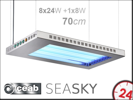 CEAB SeaSky T5 8x24W+1x8W 70cm - Belka oświetleniowa z oświetleniem nocnym do akwarium morskiego i słodkowodnego.