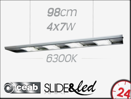 CEAB SLIDE&Led 6300K 4x7W 98cm (SLD100) - Energooszczędne, modułowe oświetlenie Led do akwarium słodkowodnego.