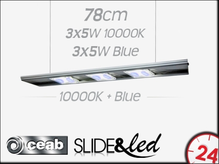 CEAB SLIDE&Led 10000K+Blue 3X5W+3X5W 78cm (SLMD80) - Energooszczędne, modułowe oświetlenie Led do akwarium morskiego i słodkowodnego.