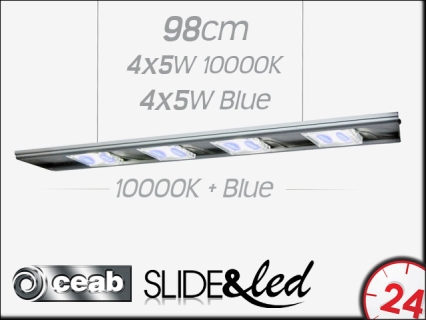 CEAB SLIDE&Led 10000K+Blue 4X5W+4X5W 98cm (SLMD100) - Energooszczędne, modułowe oświetlenie Led do akwarium morskiego i słodkowodnego.