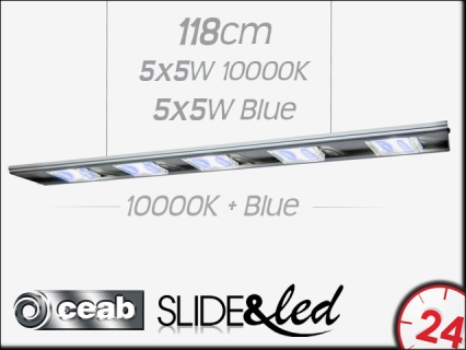 CEAB SLIDE&Led 10000K+Blue 5X5W+5X5W 118cm (SLMD120) - Energooszczędne, modułowe oświetlenie Led do akwarium morskiego i słodkowodnego.