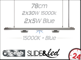 CEAB SLIDE&Led SLX80MB 2x30W+2x5W 15000K+Blue 78cm (SLX80MB) - Energooszczędne, modułowe oświetlenie Led do akwarium rafowego.