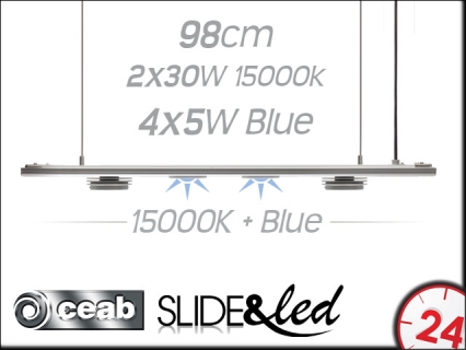 CEAB SLIDE&Led SLX100MB 2x30W+4x5W 15000K+Blue 98cm (SLX100MB) - Energooszczędne, modułowe oświetlenie Led do akwarium rafowego.