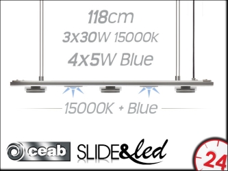 CEAB SLIDE&Led SLX120MB 3x30W+4x5W 15000K+Blue 118cm (SLX120MB) - Energooszczędne, modułowe oświetlenie Led do akwarium rafowego.