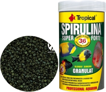 TROPICAL Spirulina Super Forte Granulat - Roślinny pokarm w postaci tonącego granulatu z wysoką zawartością spiruliny (36%)