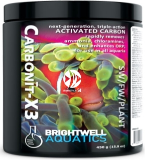 BRIGHTWELL AQUATICS Carbonit-X3 (CRBX225) - Węgiel aktywowany o potrójnym działaniu, błyskawicznie usuwa amoniak i chlor oraz wzmacnia potencjał redoks.