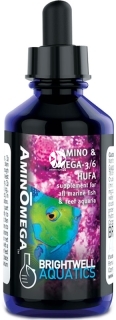 BRIGHTWELL AQUATICS AminOmega (AMO250) - Suplement aminokwasów i WNKT omega-3/6 do wszystkich akwariów morskich z obsadą rybną i akwariów rafowych.
