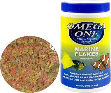 OMEGA ONE (Termin: 28.11.2020) Garlic Marine Flakes 148g - Pokarm w płatkach dla ryb morskich