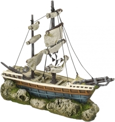 AQUA DELLA Boat with Sails (234-416204) - Ręcznie malowany statek, żaglowiec, dekoracja do akwarium