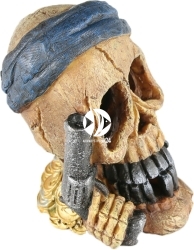 AQUA DELLA Pirate Skull Pistol Hand (234-430118) - Dekoracja, czaszka pirata z pistoletem do akwarium