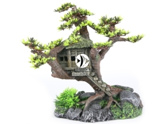AQUA DELLA Tree House (234-411728) - Ręcznie malowany dom na drzewie liściastym do akwarium