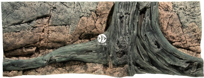 Back To Nature Amazonas (03000007) - Tło strukturalne z motywami drewna i skał do akwarium