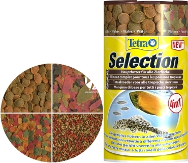 TETRA Selection (T247550) - 4 rodzaje pokarmów dla ryb z różnych stref akwarium.