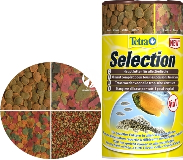 TETRA Selection (T247550) - 4 rodzaje pokarmów dla ryb z różnych stref akwarium.