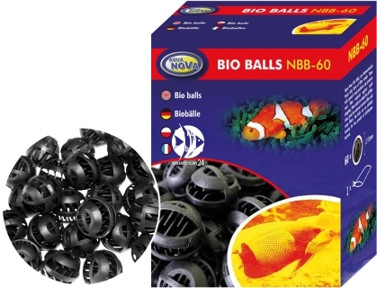 AQUA NOVA Bio Balls 60 szt (NBB-60) - Biobale, wkład biologiczno-mechaniczny do filtrów w akwariach i oczkach wodnych