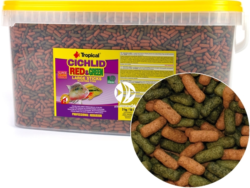 TROPICAL Cichlid Red Green Sticks L 3kg Akwarystyczny24.pl