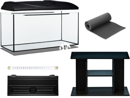 Zestaw Akwariowy 180l LED + Szafka - Zawiera: akwarium, pokrywa z oświetleniem LED, podkładka, szafka
