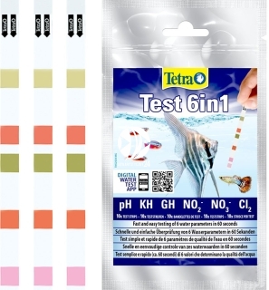 TETRA Test 6in1 10 Strips (T283725) - Test paskowy określający pH, KH, GH, NO2, NO3, Cl2.