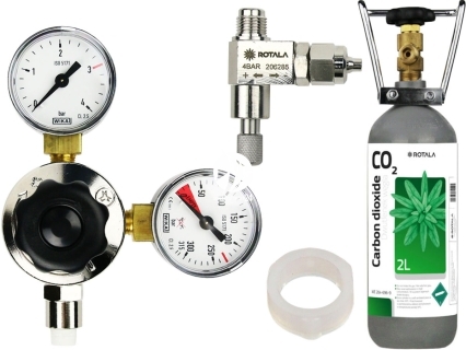 ROTALA Zestaw CO2 do akwarium nr. 24 - Zawiera: Butla 2L, reduktor z dwoma manometrami, zaworek precyzyjny, uszczelka