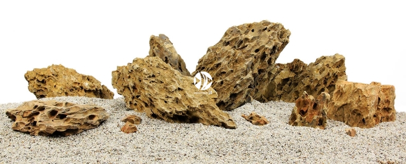 Zestaw Skał do Akwarium Roślinnego 100cm (nr. 18) - Zawiera skały premium dragon stone o wymiarach: 5 - 15cm (2kg), 15 - 25cm (5kg), powyżej 25cm (14kg)