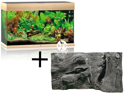 Rio 125 LED Jasne drewno (dąb) + Tło Orinoco Juwel - Zawiera: akwarium z pełnym wyposażeniem, tło strukturalne