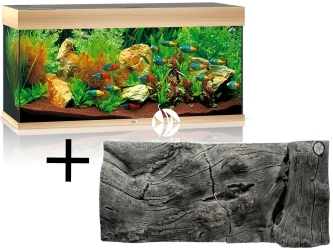 Rio 180 HeliaLux Spectrum Jasne drewno (dąb) + Tło Orinoco Juwel - Zawiera: akwarium z pełnym wyposażeniem, tło strukturalne