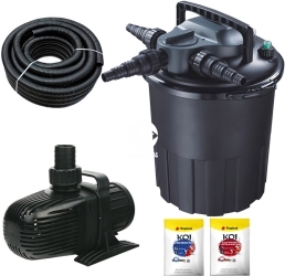 AQUA NOVA Zestaw do filtracji oczka z wodospadem 6000-12000l ECO - Zawiera: filtr ciśnieniowy, pompa, wąż spiralny