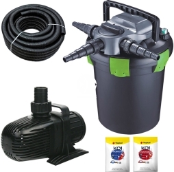 AQUA NOVA Zestaw do filtracji oczka 3000-9000l ECO - Zawiera: filtr ciśnieniowy, pompa, wąż spiralny