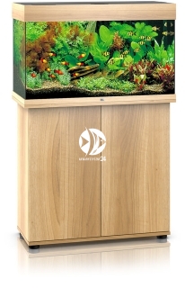 JUWEL Rio 125 HeliaLux Spectrum Jasne drewno + Szafka - Zawiera: Wyposażone akwarium z oświetleniem HeliaLux Spectrum LED, szafka