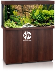 JUWEL Rio 350 LED Ciemne drewno + Szafka - Zawiera: Wyposażone akwarium z oświetleniem LED, szafka