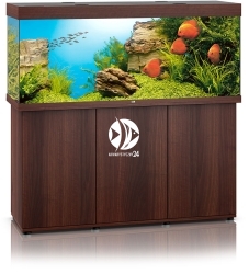 JUWEL Rio 450 LED Ciemne drewno + Szafka - Zawiera: Wyposażone akwarium z oświetleniem LED, szafka