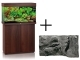 Rio 125 HeliaLux Spectrum Ciemne drewno + Szafka + Tło Orinoco Juwel - Zawiera: akwarium z pełnym wyposażeniem, szafka, tło strukturalne