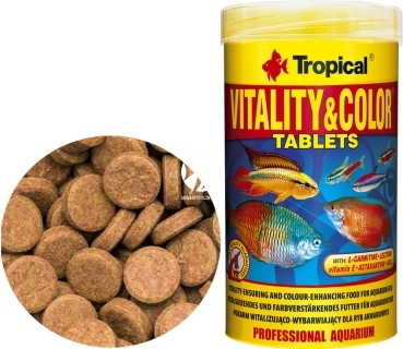 TROPICAL Vitality & Color Tablets - Wysokobiałkowy, wybarwiający pokarm w postaci samoprzylepnych tabletek z astaksantyną